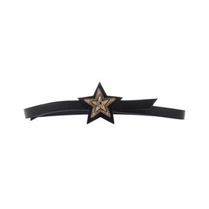 Argento Antico Black Leather Fancy Belt